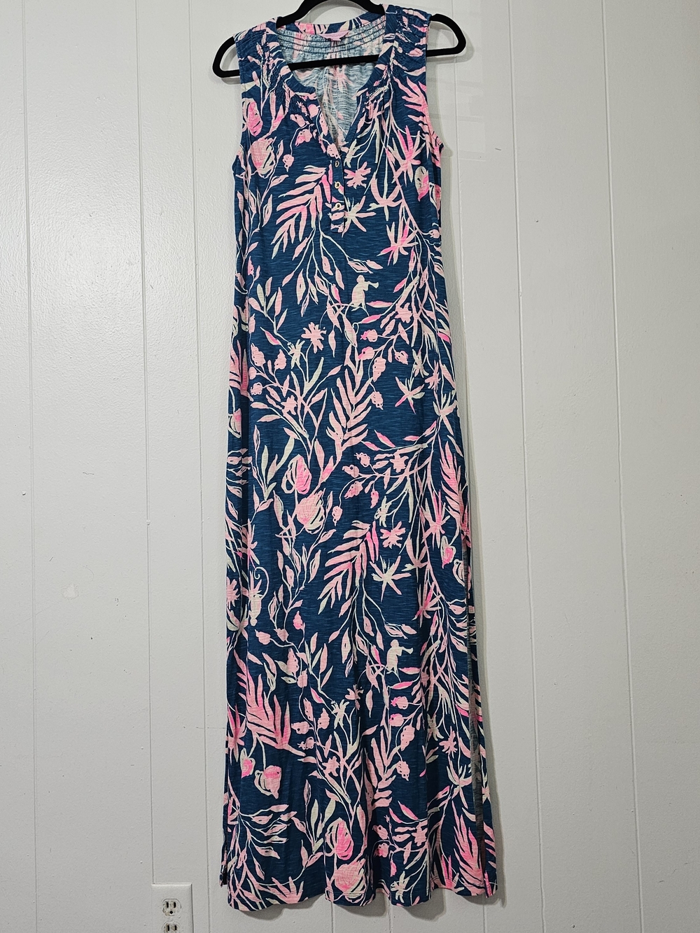 Lilly Pulitzer Essie Maxi Dress Smocked Tidal Wave It's Prime Time Medium
